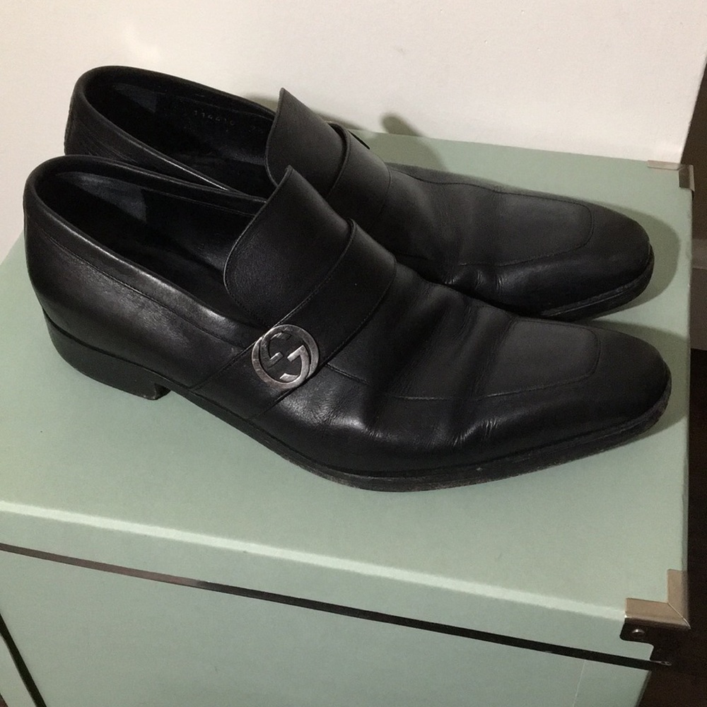 Gucci Black Leather Slip On Dress Loafers - Picture 4 of 10
